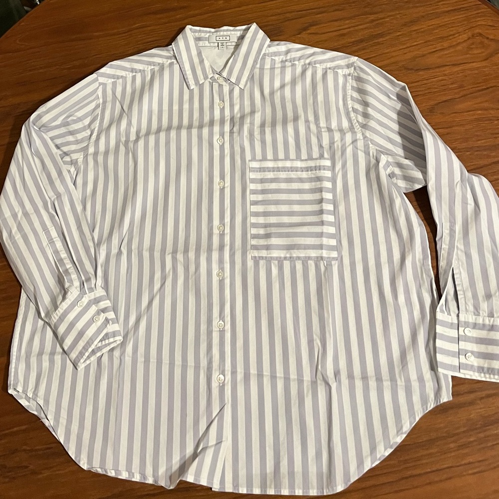 AYR Deep End lavender grape soda stripe shirt medium